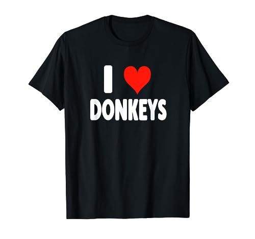 I Love Donkeys - Corazón lindo divertido burro granjero granja Camiseta