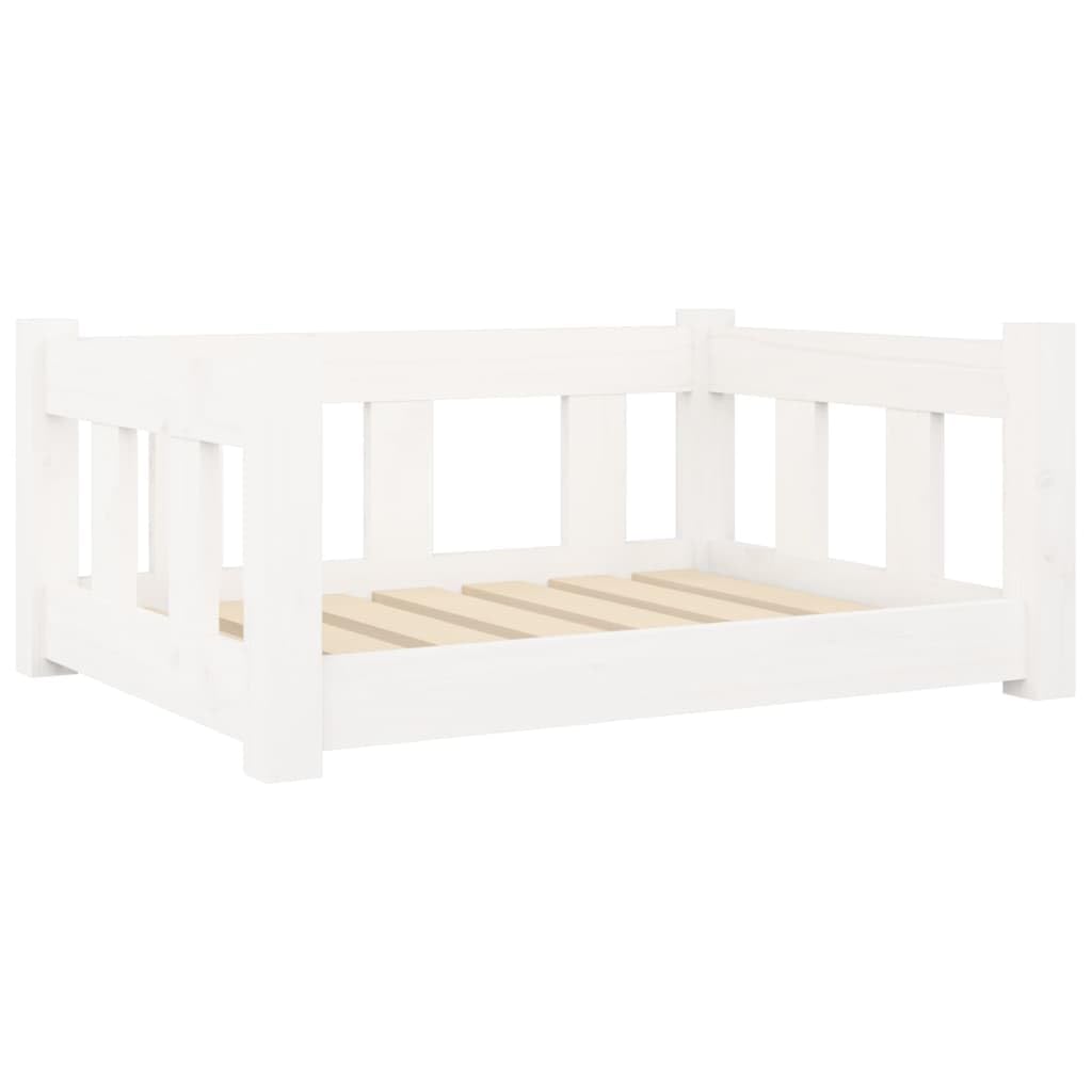 vidaXL Cama para Perros Madera Maciza de Pino Blanco 65,5x50,5x28 cm Mascotas
