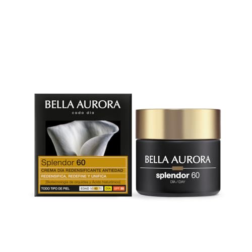 Bella Aurora Crema Facial de Día Anti-Edad 60+ Años SPF 20, 50 ml Anti-manchas, Anti-Arrugas y Despigmentante | Efecto Lifting | Ácido Hialurónico | SPLENDOR 60