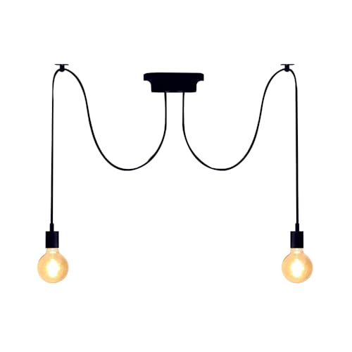 Chao Zan Lámpara Araña Techo, lámpara de araña industrial retro, Ajustable DIY Techo Araña, Lámpara Colgante para Dormitorio, Salón, Comedor, Hotel (2 Cabezas)