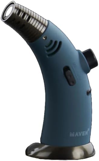 Generic MAVEN TORCH-FIREHORN | Premium Handheld Angled Single Jet Flame Torch Lighter usable for Cooking Camping Butane Torch with Adjustable Flame and Safety Lock (MIDNIGHT GREEN), 99-E136