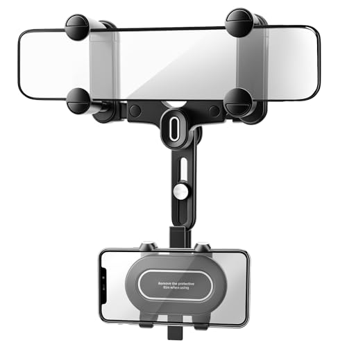 SXhyf Rear View Mirror Phone Holder, 2023 Rotatable and Retractable Car Phone Mount, Cell Phone Holder Car Fit for iPhone 11 12 13 14 Pro Max Samsung All Phone