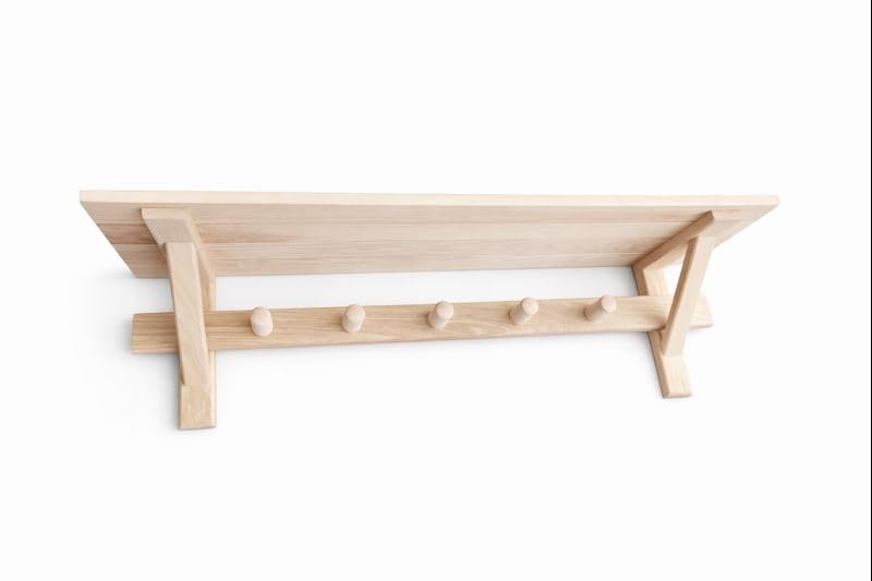 Sauna Wandregal aus Holz 05 cm mit 3 Haken – Badregal mit Ablage für Sauna, Bad & Banja