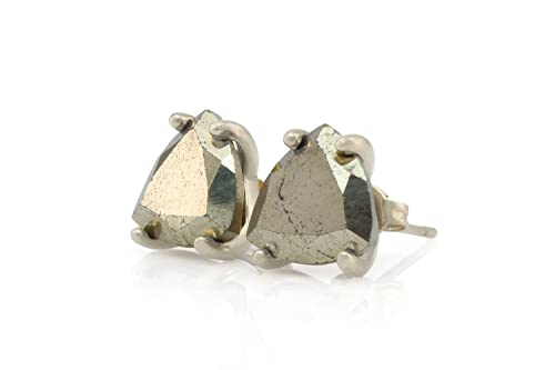 Boucles d'oreilles argent 925 et pyrite de fer trilliant faites main