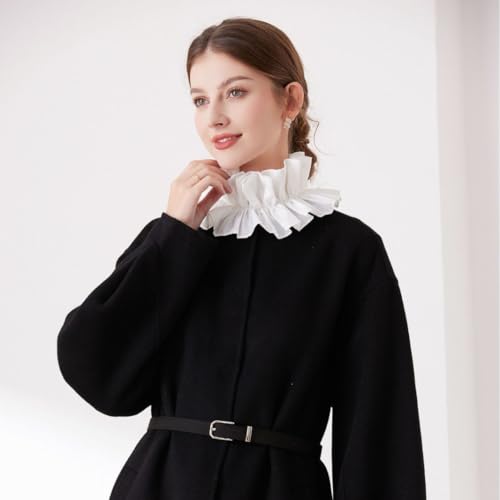 AUOCATTAIL Fake Collar Shirt Detachable Pleated French Scarf Ears Stand Collar Neckline for Women Decoration4