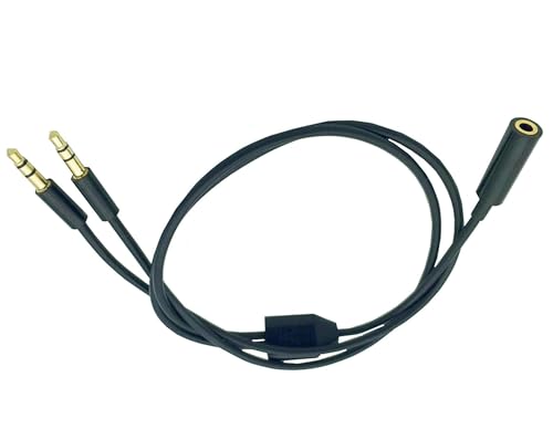 Adaptador divisor audio 3.5mm TRS 1 hembra a 2 machos 50cm negro miniatura 1
