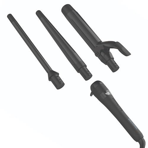 Image of Bio Ionic Twist 3-in-1 Interchangeable Curling Iron & Wand Set, 1 Handle with 3 Swappable Ceramic Barrels (0.5 inch Wand, 1 inch Tapered, 1.25 inch Clip), Ionic, Dual Voltage, All Hair Types