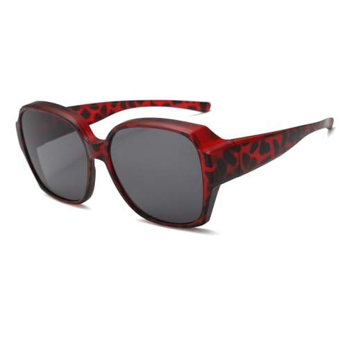 YAMEIZE Trendy Polarized Wear Over Sunglasses - Anti Glare UV Protection Rectangle Cover Over Eyewear Driving for Men Women