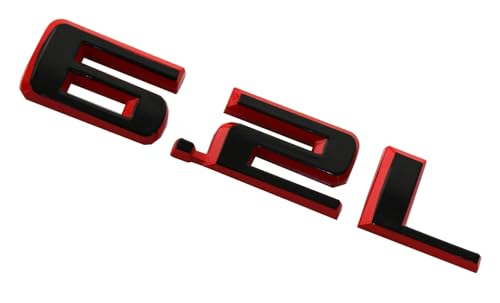 Image of Hood Body Style Emblems 3D Badge Decals Fits for 2019-2021 6.2L 2pcs (Red Black)
