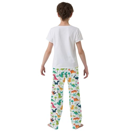 ZZXXB Colorful Dinosaurs Palm Tree Boys Long Pants Soft Trousers Elastic Waist Kids Lounge Bottoms with Pockets S-XL3