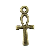 NEWME 200pcs ankh Cross Charms Pendant for DIY Jewelry Wholesale Crafting Bracelet and Necklace Making (Antique Bronze)