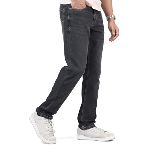 Image of WROGN Men's Stretch Denim Jeans | Straight Fit | Casual Style | Mid Rise
