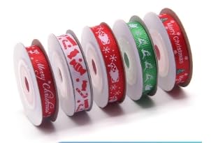 CNMTCCO 2 Rolls 50 Yard Christmas Ribbon, Red and Green Snowflake Pattern Wrapped Rope, for Present Packaging, Holiday Party Decorations, Favors Supplies