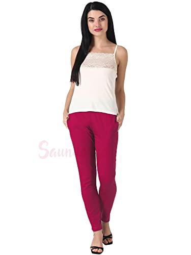 Image of Saundarya Women's Regular Fit Stretchable Cotton Trousers Pants