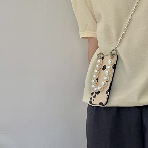Anti-chute coque iPhone 11 Pro Max cordon perle beige chaîne robuste - 2