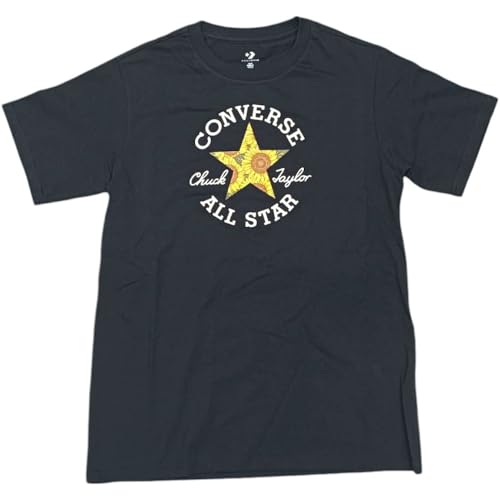 Converse Chuck Taylor, maglietta da donna con stampa floreale nera, Nero , S