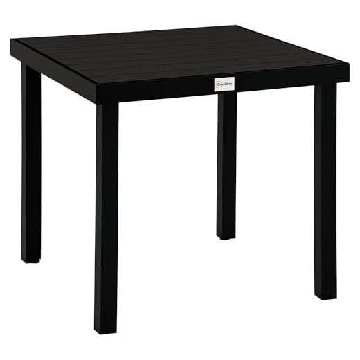 Outsunny Table à Manger de Jardin pour 4 Personnes, Table de Jardin extérieure en Aluminium, pour Patio, terrasse, 78 x 78 x 74 cm, Noir