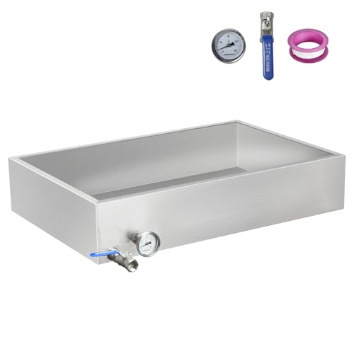 Image of Maple Syrup Evaporator Pan 15.5Gal 304 Stainless Steel Maple Syrup Evaporator with Valve and Thermometer 30 x 20 x 6 Inch Feed Pan for Boiling Maple Syrup for Home and Outdoor Use