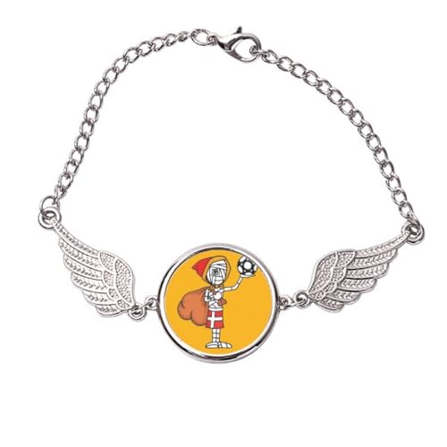 Bracelet de football Danemark avec ailes d'ange en métal taille M