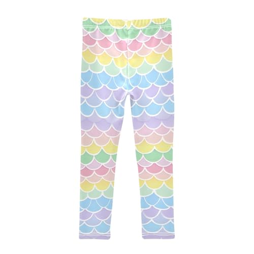 Colored Fish Scales Girls Leggings Soft Stretch Workout Yoga Dance Pants for Kids Casual Tights2