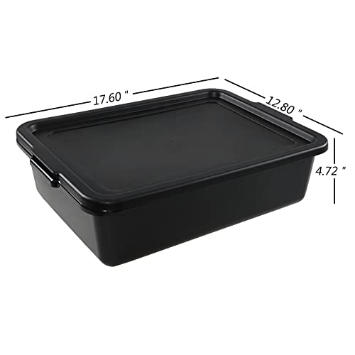 Fiaze 3 Packs Plastic Bus Tubs, 13L Commercial Bus Tubs With Lid, Food Service Tub, Black #TOP1