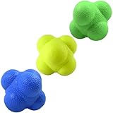AIRLAXER Reaction Ball,Reflex Ball for Hand Eye Coordination Training,2.83 inch,Pack of 3-Blue,Yellow,Green.