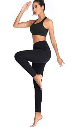 Oalka Women Yoga Pants Workout Running Leggings Black XL - Image 7