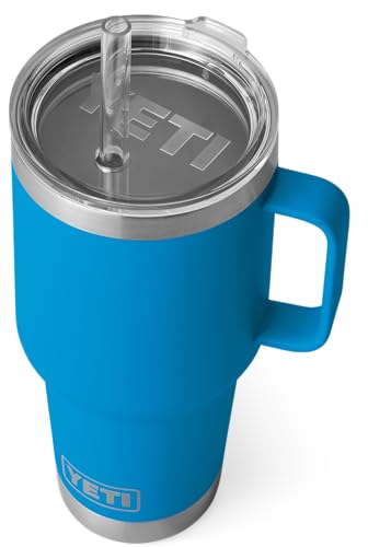 YETI Rambler Trinkbecher Mit Trinkhalmdeckel, Big Wave Blue, 35oz (1 l)