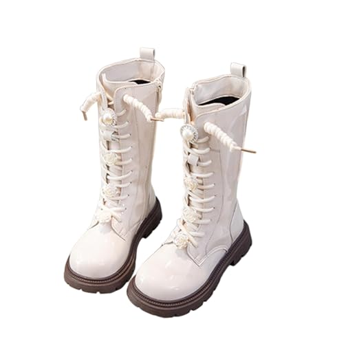 Girl Lace Up High Boots Side Zip Up Easy On Western Riding Little Kids Boot Preppy Style Combat Chunky Heel Boots