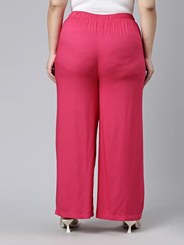 Image of GO COLORS Soft Viscose Basic Palazzo Full Length for Women| Breathable, Mid Rise, Relaxed Fit