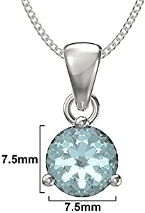 Aeon Birthstone Necklace - March Blue Aquamarine, March Light Blue, 12mm (pendant), 7mm (stone) - Image 3