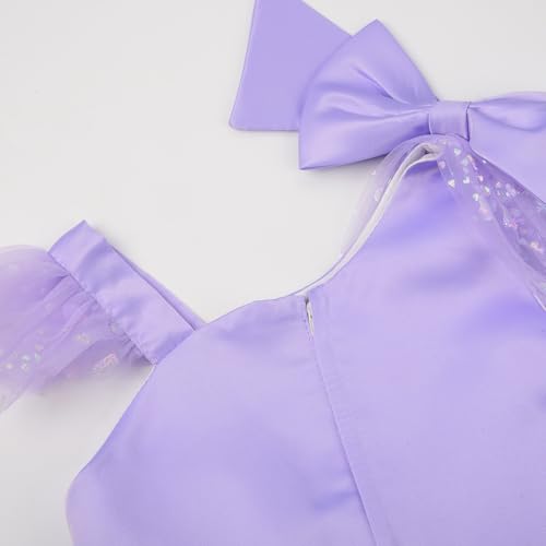 Uhnice Flower Girls One Shoulder Dress Bowknot Tulle Skirt for Wedding Party Pageant4