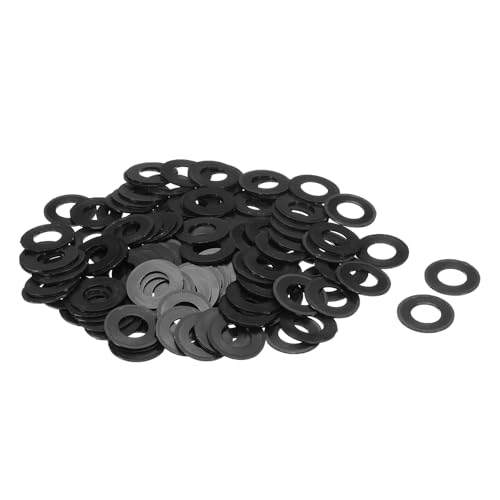 uxcell 120Pcs M12 Nylon Flat Washers 12mm ID 24mm OD 1mm Thick Plain Washer Grommets Plastic Sheet Gasket Fastener Sealing Spacer Gasket Ring, Black