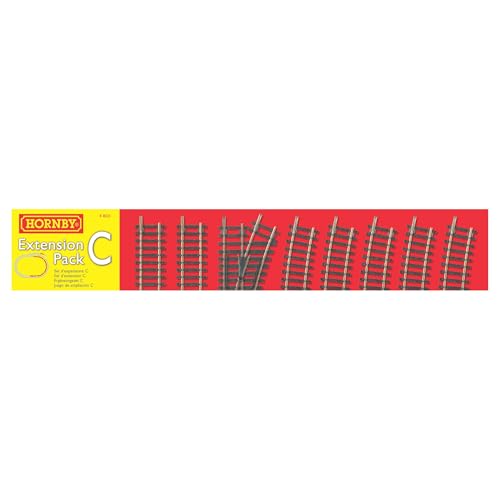 Hornby Hobby Train Tracks - R8223 Extension Pack C Track Pieces - Small Scale Model Accessories for Train, Electric Railroad Supplies with HO/OO Gauge Compatibility, Straight/Curved Tracks