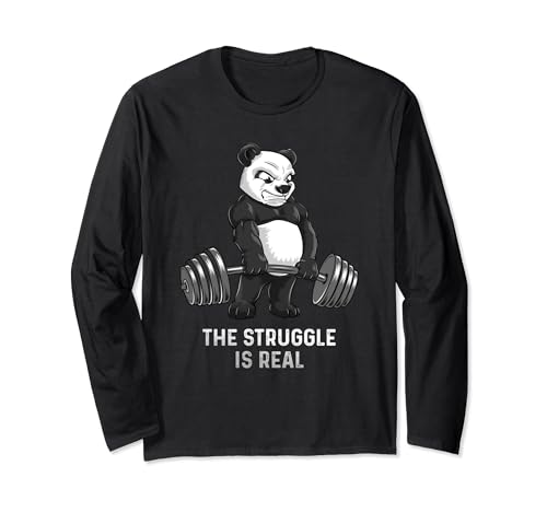 Panda Deadlift - Camiseta de musculación divertida Manga Larga
