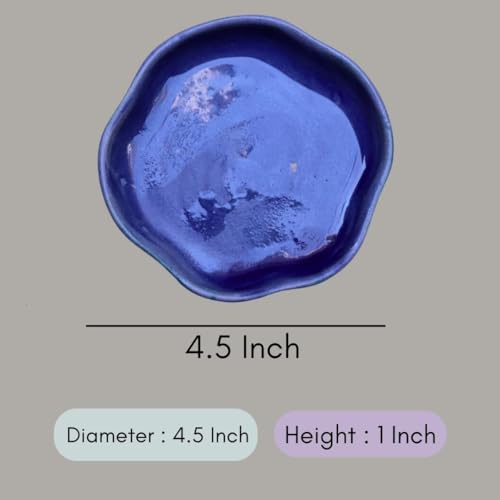 Image of WEAVING HOMES Royal Blue Handmade Dessert Plate Set (Set of 2)