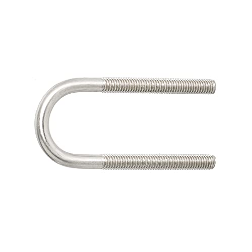 Image of Round U-Bolts 0.87 inch(22mm) Inner Width M6 Thread 304 Stainless Steel Silver with Plates Nuts Flat Washers for Car /RV /Trailer Bumper, 4Pcs