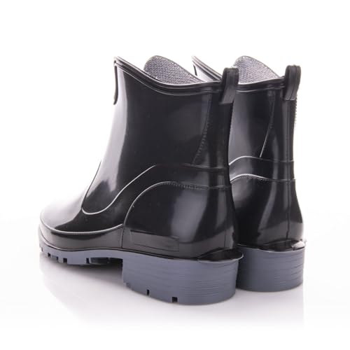 LEMIGO Damen Gummistiefeletten Kurze Gummistiefel Knöchel Regenstiefel Elke 36-42 EU (Schwarz, EU Schuhgrößensystem, Erwachsene, Numerisch, M, 42)