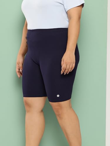 Image of LEADING LADY Women's Solid Cotton Mid Rise Shorts | Skinny fit Short for Workout, Yoga, Gym & Running Shorties (Pack of 3)