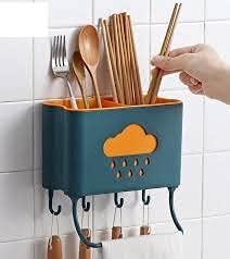 SVK DREAM Self Adhesive Wall Mounted Kitchen Cutlery Spoon Fork Knife Chopstick Holder Organizer Stand Multicolor-image-25