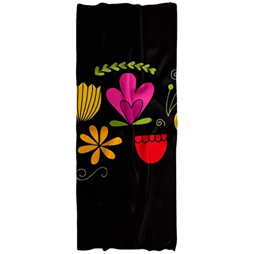 Écharpe légère motif floral multicolore sur fond noir chic et polyvalente