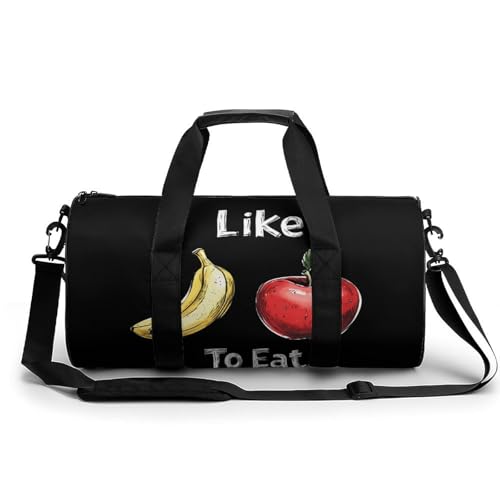 I Like To Eat Apples And Bananas Gym Bag Travel Duffel Bag Lightweight Carry On Weekender Bag Tote Bags for Women Men