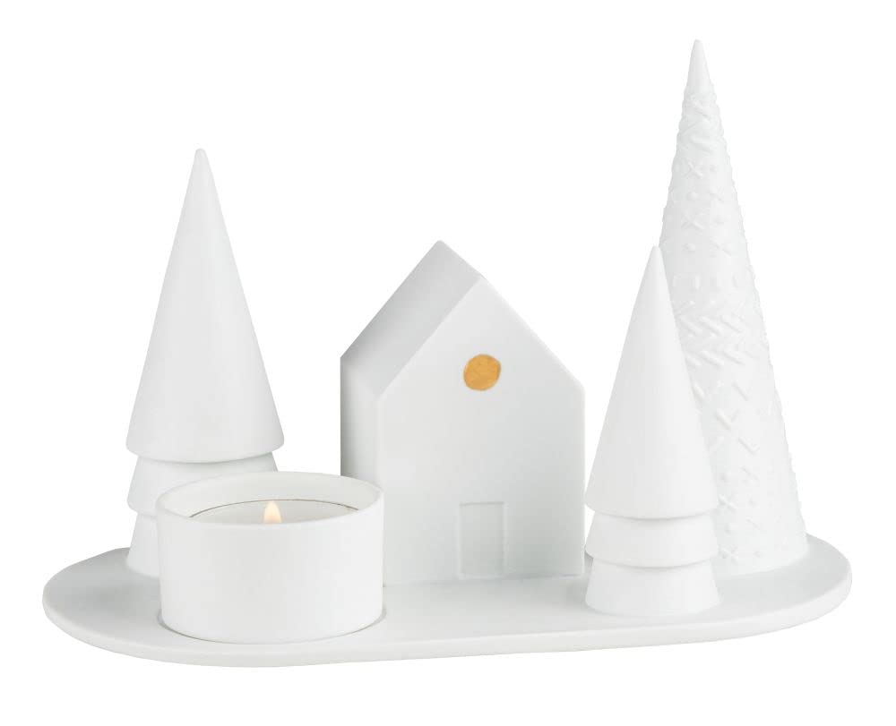 Räder White Winter Fairy Tale Candle Holder, Forest Hut