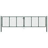 vidaXL Puerta de Malla de Jardín Cerca Patio Cancelas Paneles Terraza Exterior Hogar Decoración Protección Portal de Acero Verde 400x100cm
