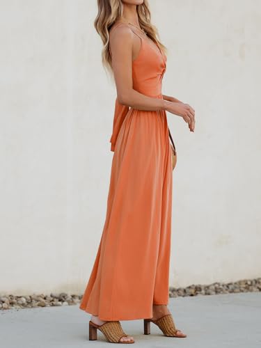 Image of CUPSHE Women Casual Dress Beach Sleeveless V Neck Summer Cutout Spaghetti Straps Formal Maxi Sun Dresses