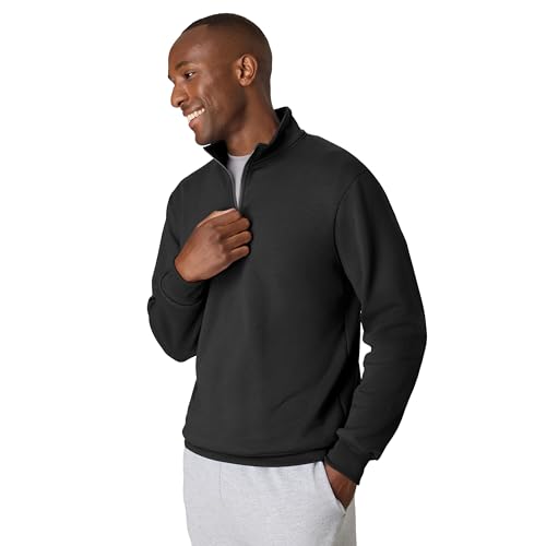 Hanes Men's Quarter-zip Pullover, Ecosmart Fleece Pullover Shirt for Men, Cotton Blend - Image 2