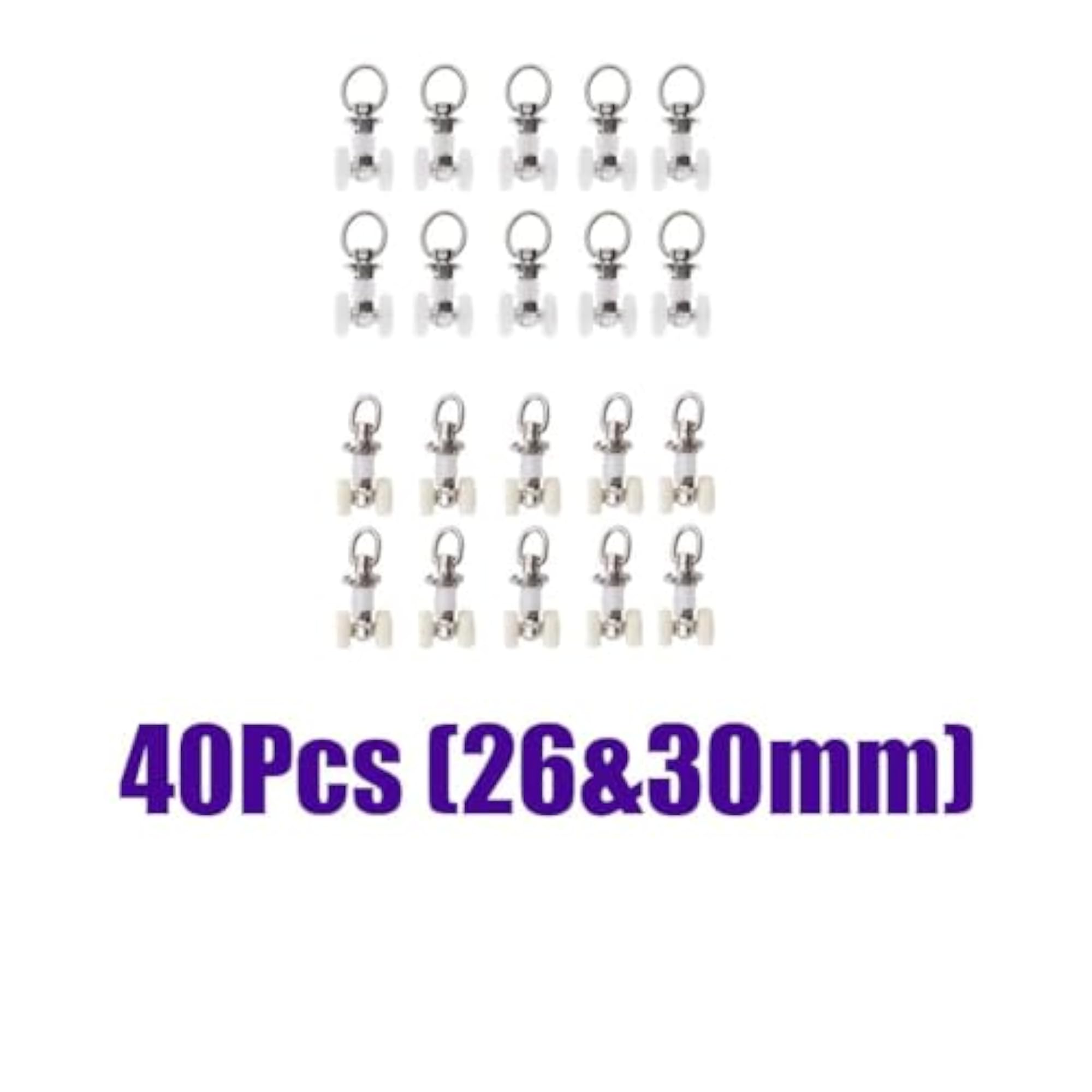 Alloy Curtain Track Glider Rail Slide Wheels, 40 Pcs
