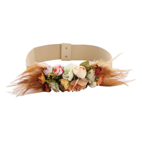 Women's Flower with Wide Belt Elastic Cummerbunds Adjustable Belt Breathable Waist Cincher for decoration3