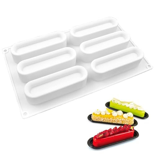 Hbbgdiy Moules de barres de silicone antiadhésiques 6-Cavité, chocolat flexi résistant à la chaleur, gâteau, mousse et pâte à dessert la crème glacée Moules cuisson