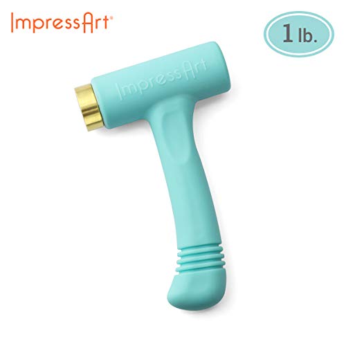 ImpressArt Brass Head Ergo-Angle Metal Stamping Hammer (1 Pound), Great for Stamping Jewelry